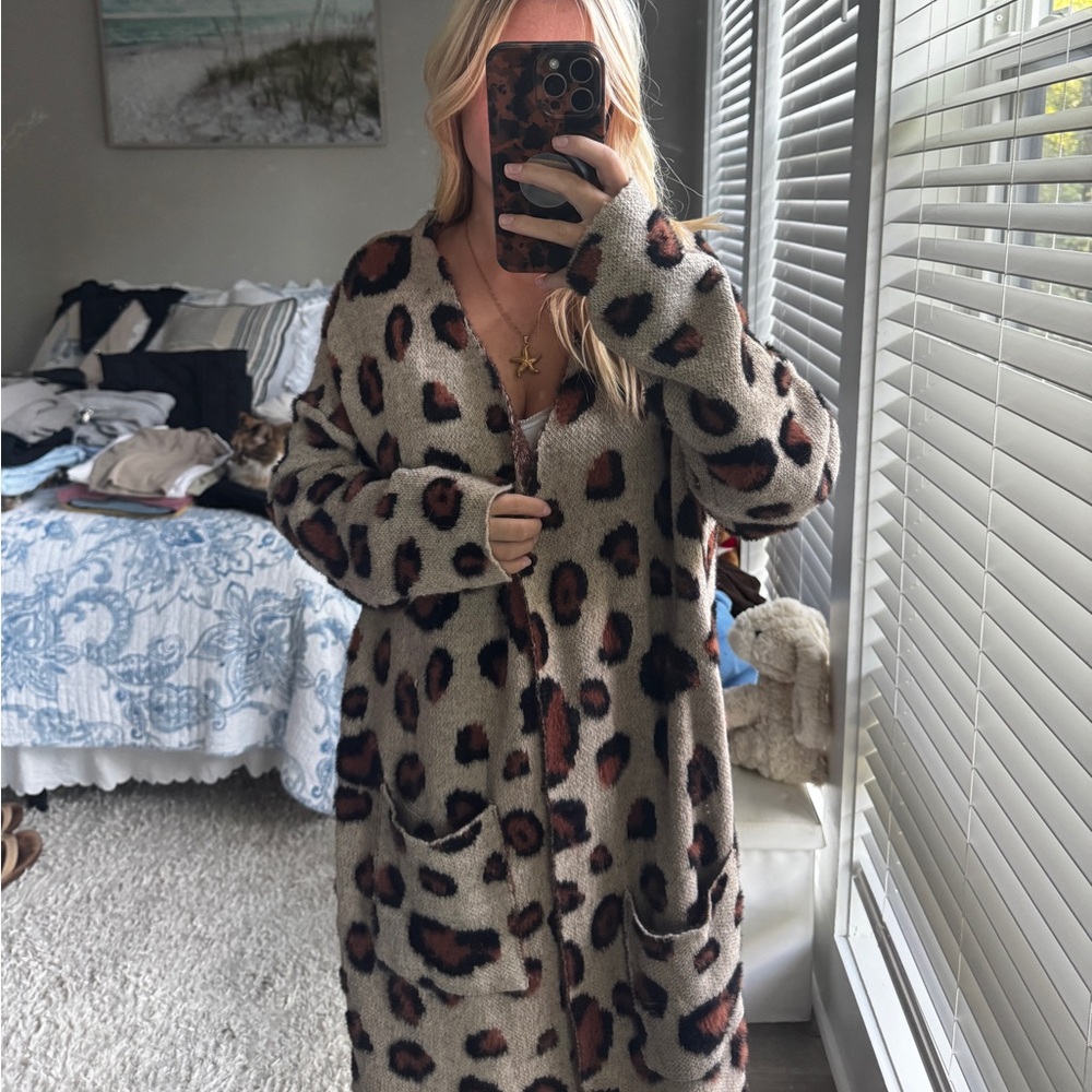 Francesca's Collections Animal Print Cardigan